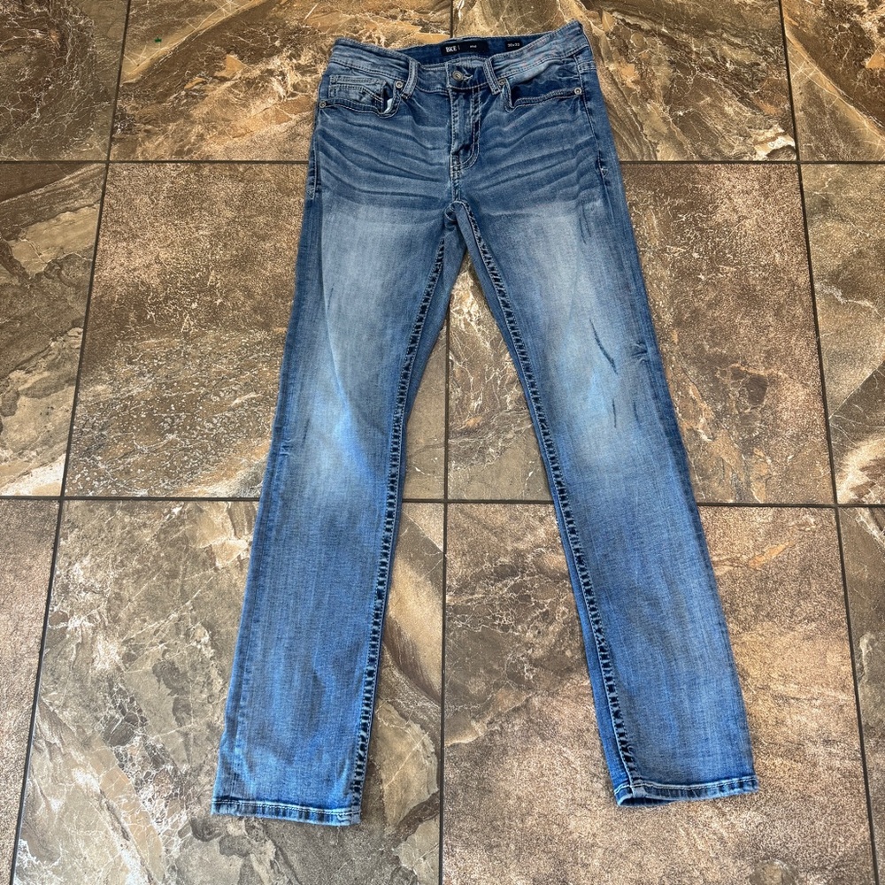 BKE Men's Straight Jeans - Light Blue Wash